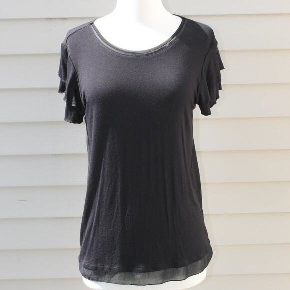 Marled Women's Solid Black Short Sleeve Top Size Small - Picture 2 of 5